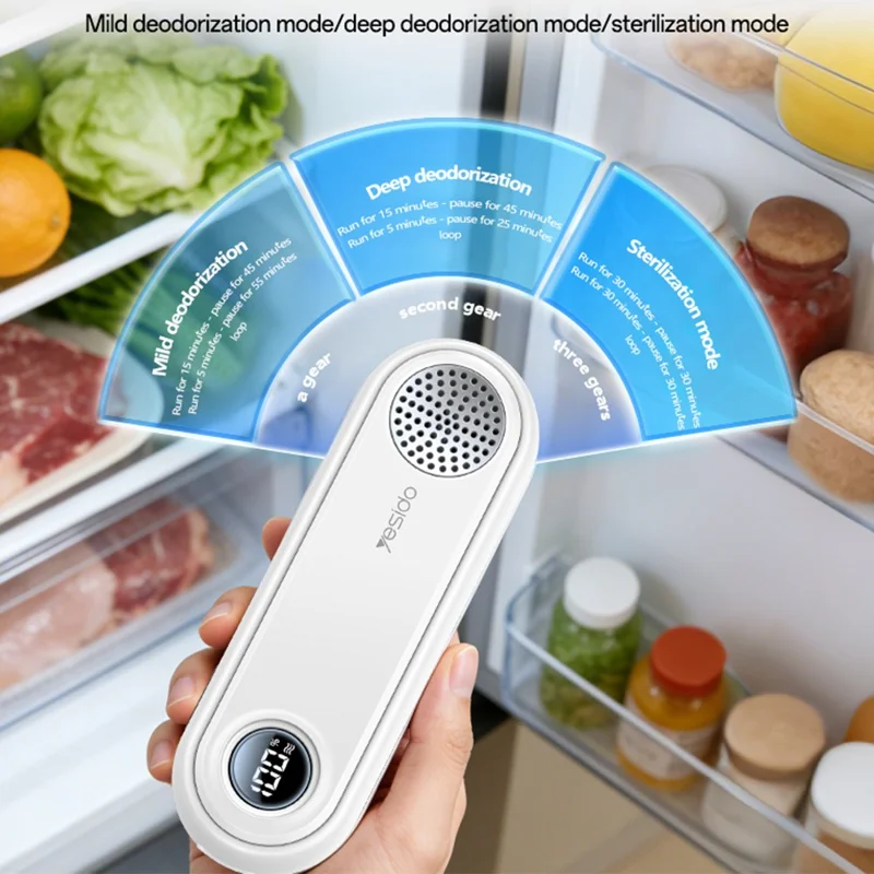 YESIDO EC33 Multi-functional Fridge Deodorizer 3 Modes Odor Eliminator Sterilizer for Refrigerator Shoe Cabinet - White