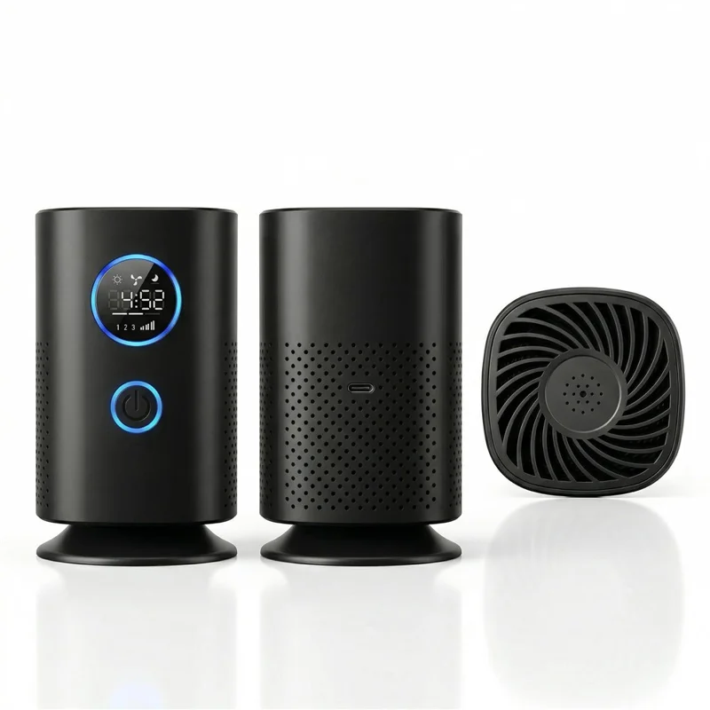 H1 Purificateur d'air de bureau à ions négatifs, filtre HEPA, purificateur d'air rechargeable par USB pour maison, chambre, voiture - Noir