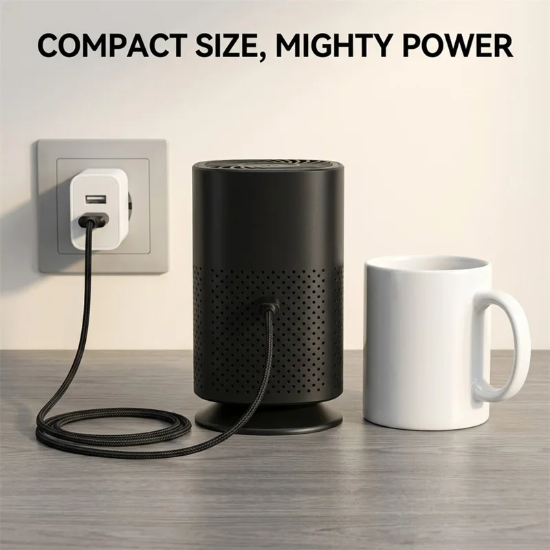 H1 Purificateur d'air de bureau à ions négatifs, filtre HEPA, purificateur d'air rechargeable par USB pour maison, chambre, voiture - Noir