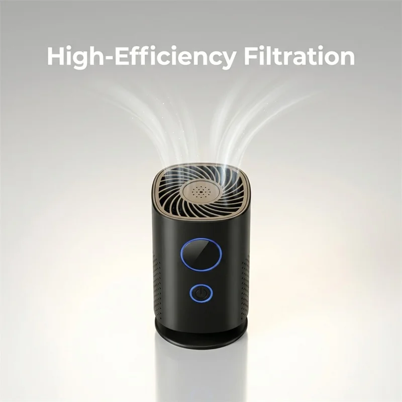 H1 Purificateur d'air de bureau à ions négatifs, filtre HEPA, purificateur d'air rechargeable par USB pour maison, chambre, voiture - Noir