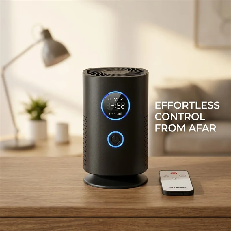 H1 Purificateur d'air de bureau à ions négatifs, filtre HEPA, purificateur d'air rechargeable par USB pour maison, chambre, voiture - Noir