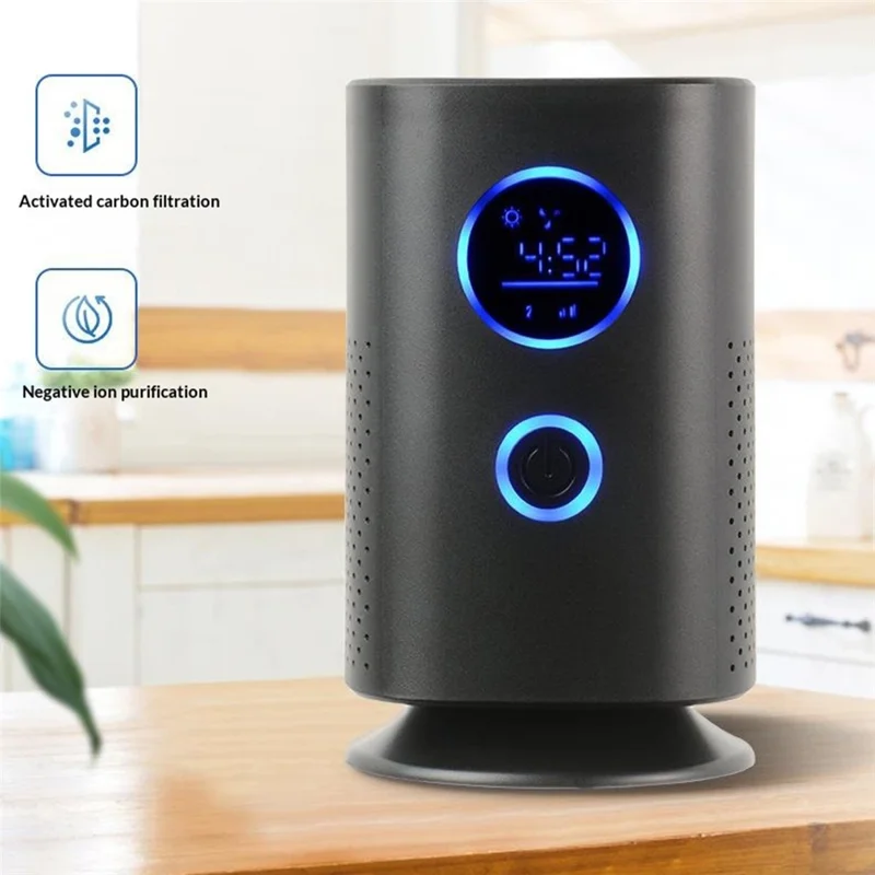H1 Purificateur d'air de bureau à ions négatifs, filtre HEPA, purificateur d'air rechargeable par USB pour maison, chambre, voiture - Noir