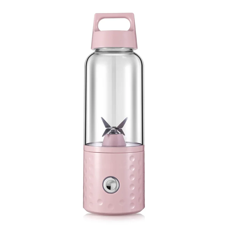 500ml Portable Blender USB Rechargeable Electric Juicer Cup for Smoothie (BPA Free, No FDA) - Pink