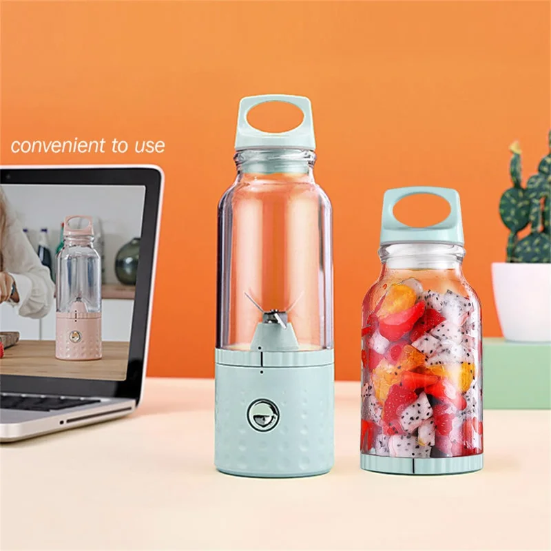 500ml Portable Blender USB Rechargeable Electric Juicer Cup for Smoothie (BPA Free, No FDA) - Pink