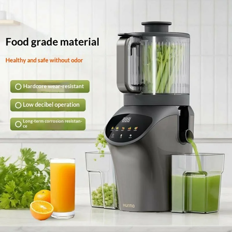 HURMA JB-M9 3L Kapacitet Automatisk Juicemaskine 156mm Stor Tilskeu 250W Kobbermotor Juicemaskine - Mørk Grå / EU Stik