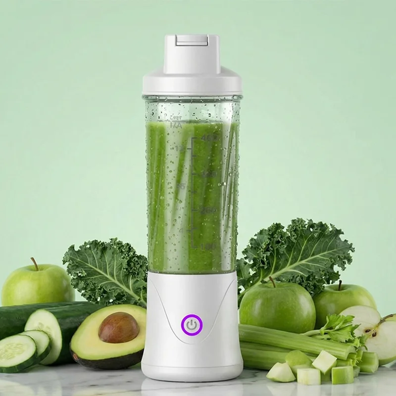Copo Liquidificador BDL-010pro 7,4 V Recarregável 450 ml com 22 Lâminas 2 em 1 Copo de Água Portátil para Fitness (Sem BPA, Sem FDA) - Branco