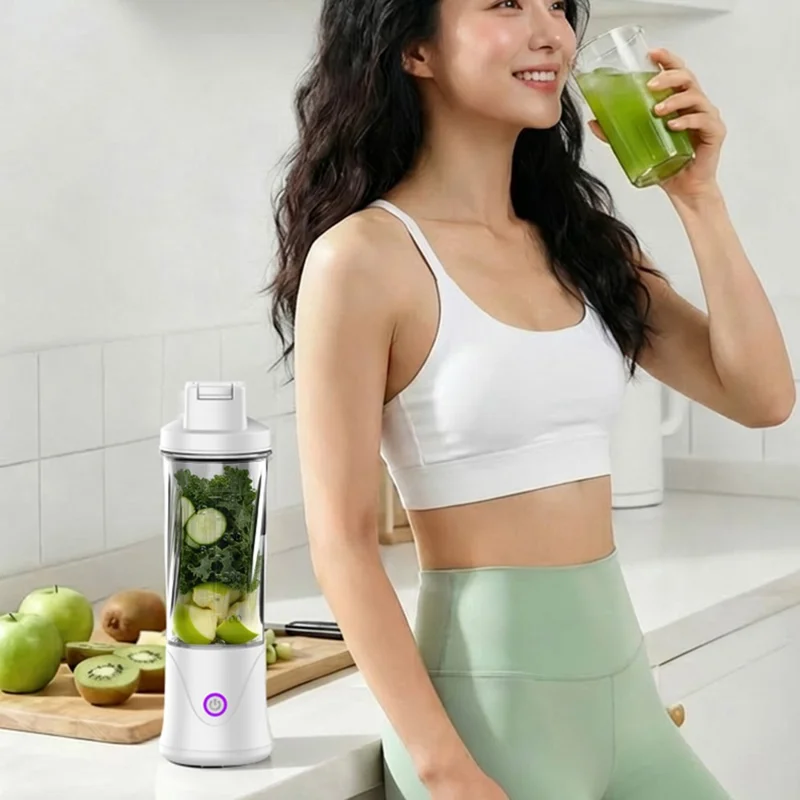Copo Liquidificador BDL-010pro 7,4 V Recarregável 450 ml com 22 Lâminas 2 em 1 Copo de Água Portátil para Fitness (Sem BPA, Sem FDA) - Branco