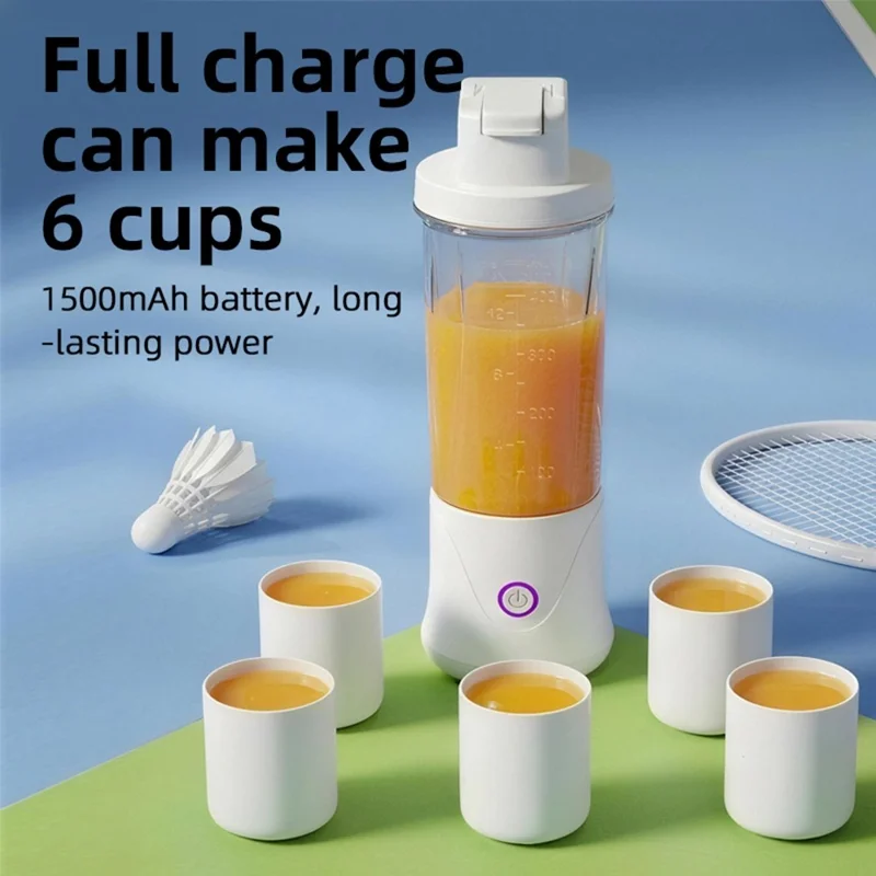 Copo Liquidificador BDL-010pro 7,4 V Recarregável 450 ml com 22 Lâminas 2 em 1 Copo de Água Portátil para Fitness (Sem BPA, Sem FDA) - Branco