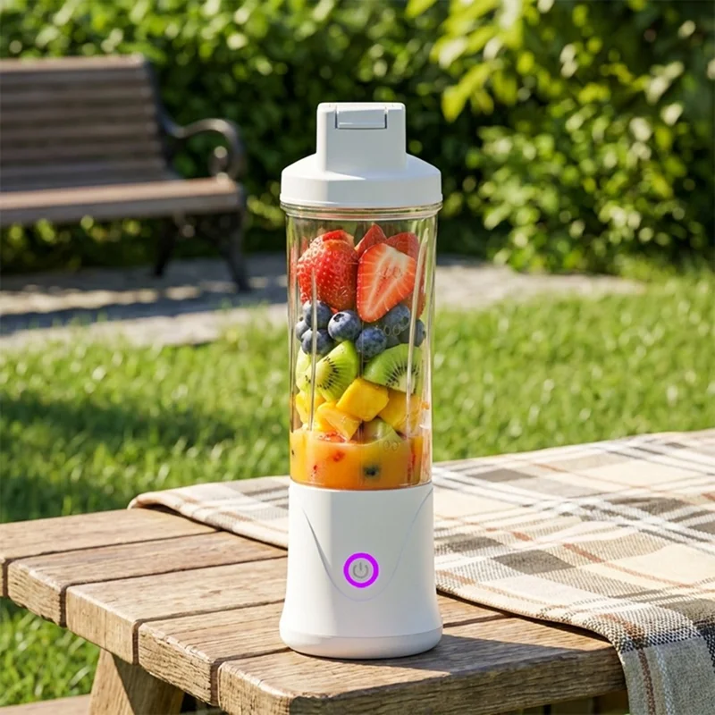 Copo Liquidificador BDL-010pro 7,4 V Recarregável 450 ml com 22 Lâminas 2 em 1 Copo de Água Portátil para Fitness (Sem BPA, Sem FDA) - Branco
