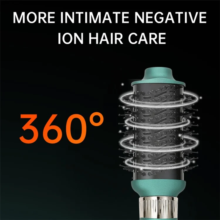 VGR V-493 Hot-Air Hair Brush 4-In-1 Negative Ionic Electric Hot Air Comb with Detachable Hair Curler Straightener Comb Heads (EU Plug)