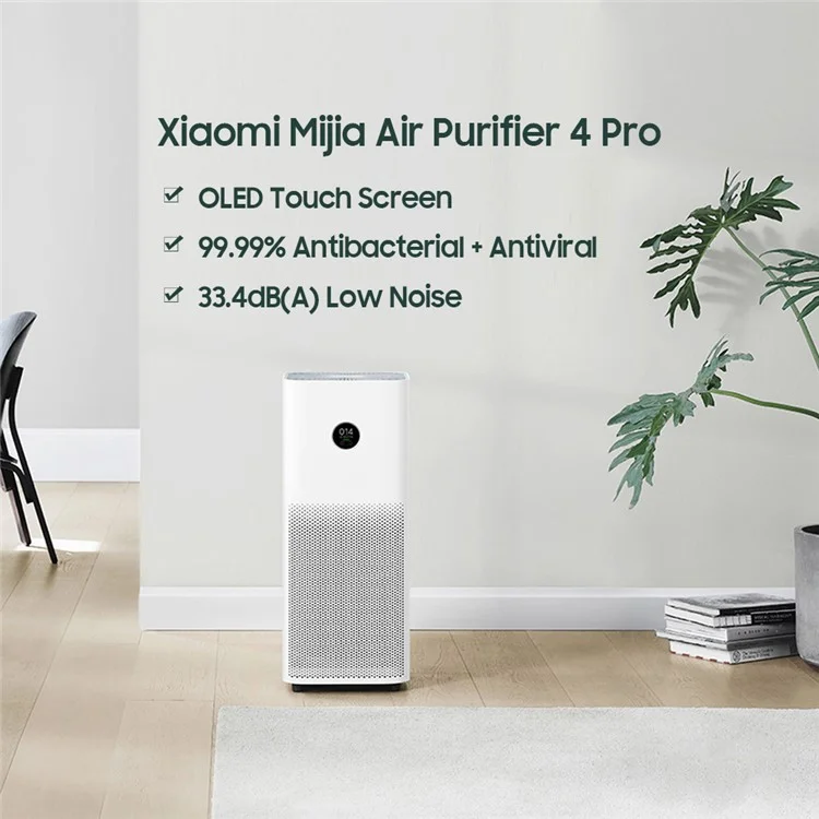 XIAOMI Purificador de Ar Inteligente 4 Pro com Tela de Toque OLED, Limpador de Ar Poderoso para Casa (Plugue da UE)