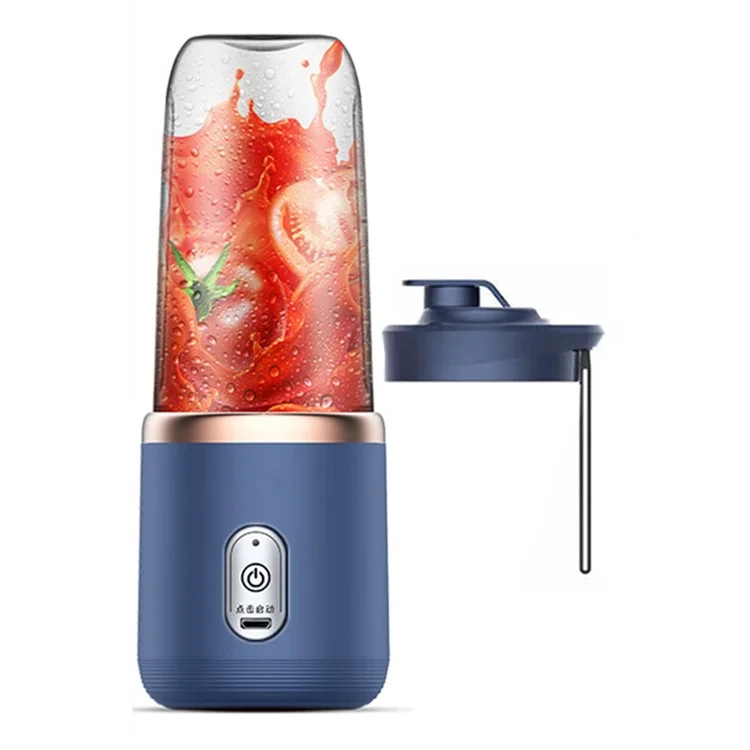 6-Klingen-Tragbare Entsaftermixerbecher, USB-Smoothie-Blender, kabellose Fruchtpresse, mit Becherverschluss (BPA-frei, ohne FDA-Zertifikat) - Blau