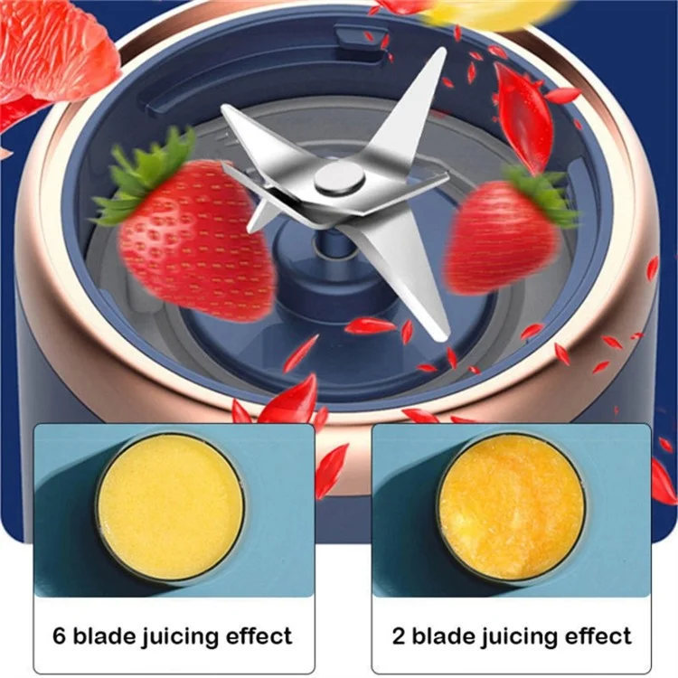 Frullatore Portatile per Succhi USB, Frullatore Senza Fili con Tazza per Bevande (Senza BPA, Senza Certificato FDA) - Blu