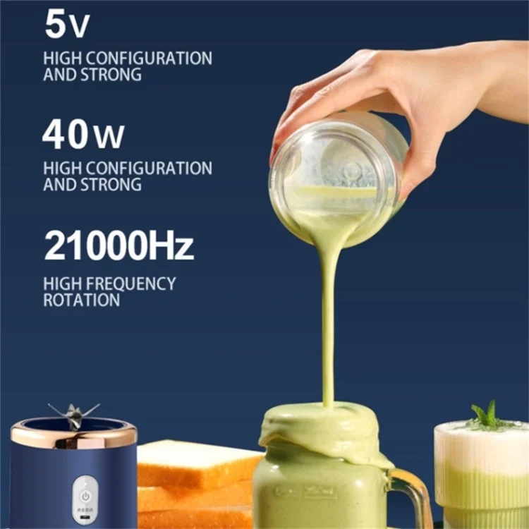 Frullatore Portatile per Succhi USB, Frullatore Senza Fili con Tazza per Bevande (Senza BPA, Senza Certificato FDA) - Blu