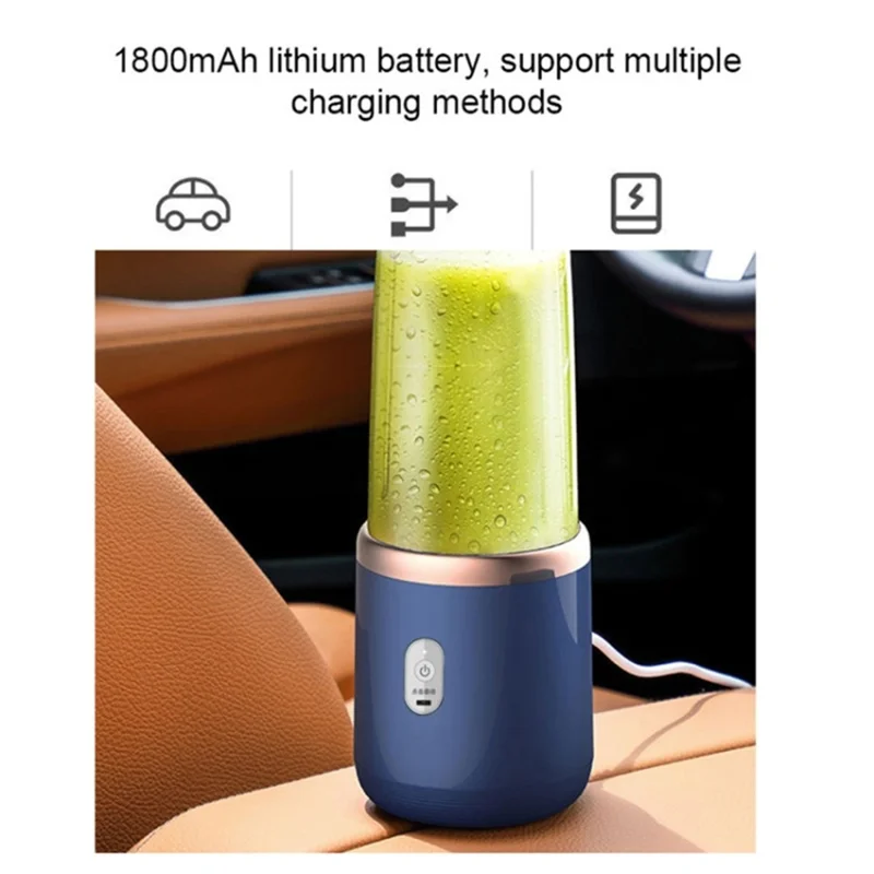 Portable Juicer Cup USB Smoothie Blender 6 Blade Wireless Fruit Squeezer, with Drinking Cup (BPA Free, No FDA Certificate) - Pink
