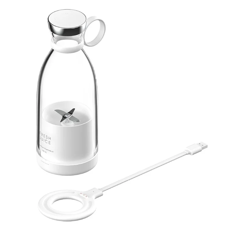 USB-Magnetladegerät 350 ml Mixer 4 Klingen Entsafter Becher Mini-Shaker-Mixer (BPA-frei, nicht FDA-zertifiziert) - Weiß