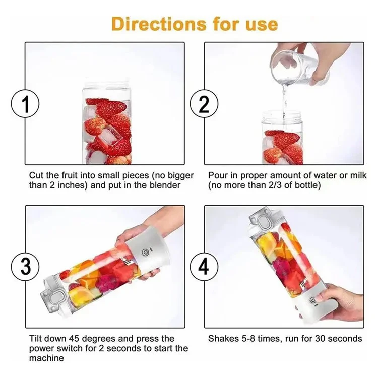 A9 Portable Blender Multi-functional Battery-Powered 600ml Mini Blender Juicer Cup (No FDA, BPA-Free) - Purple