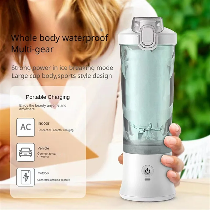 A9 Portable Blender Multi-functional Battery-Powered 600ml Mini Blender Juicer Cup (No FDA, BPA-Free) - Deep Pink