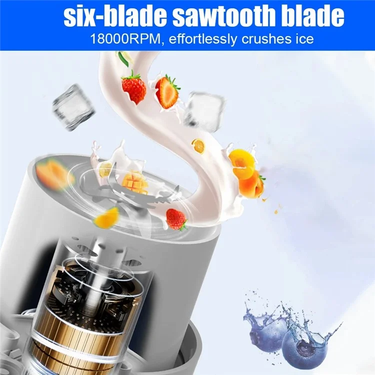 Mélangeur de jus en plastique AS A10 USB rechargeable Bouteille d'eau (sans BPA, certifié FDA) - Blanc