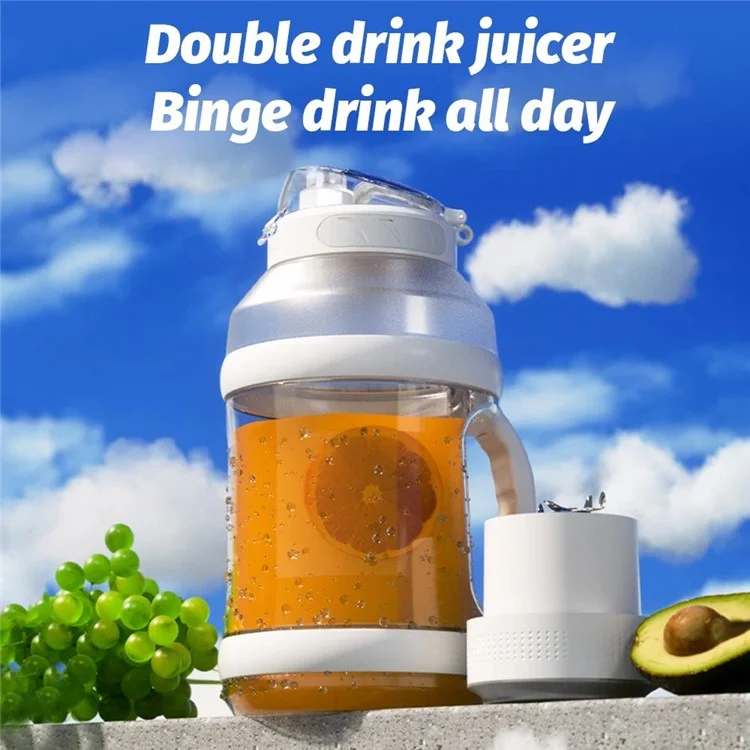 Mélangeur de jus en plastique AS A10 USB rechargeable Bouteille d'eau (sans BPA, certifié FDA) - Blanc
