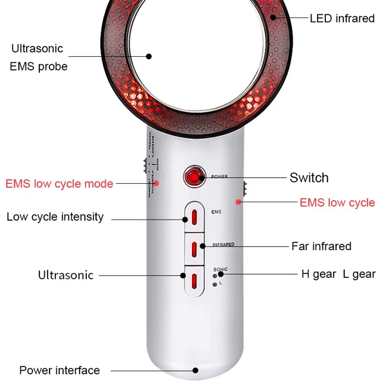 DRY-005 3 in 1 Facial Lifting EMS Infrared Ultrasonic Body Slimming Massager Ultrasound Fat Burner Cavitation Face Beauty Machine - EU Plug