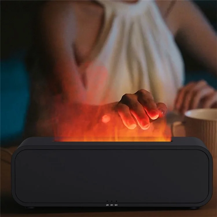 A5 Desktop Aromatherapy Diffuser Simulation Fireplace Flame Humidifier with Sound-Activated Light - White