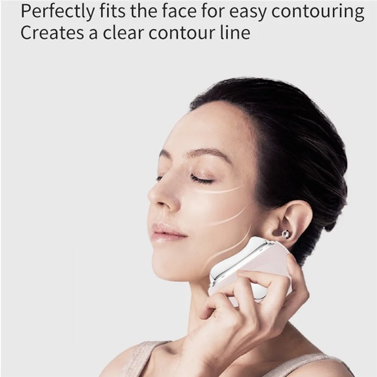 GS02 Hot Cold Microcurrent Face Neck Beauty Instrument Vibration Massage LED Red Blue Light Scraping Device - White