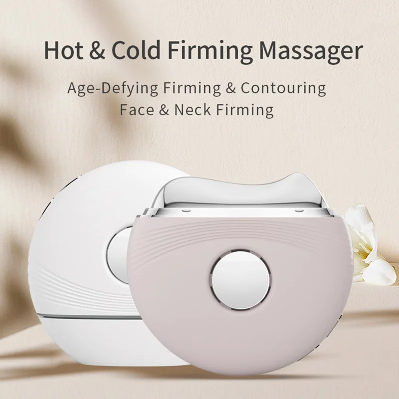 GS02 Hot Cold Microcurrent Face Neck Beauty Instrument Vibration Massage LED Red Blue Light Scraping Device - White