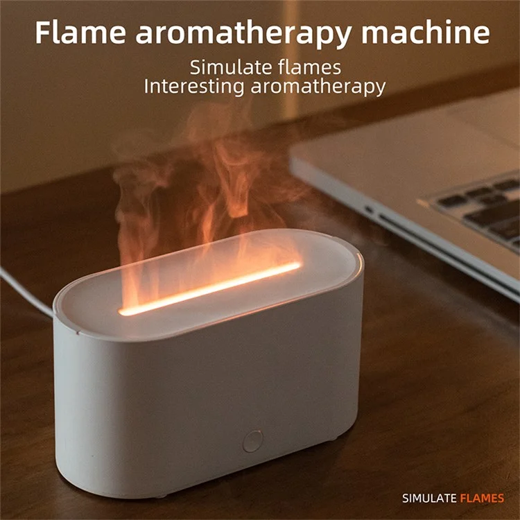 Humidificador de Aroma de Llama HY02 Mini con Luz de Respiración Multicolor - Blanco