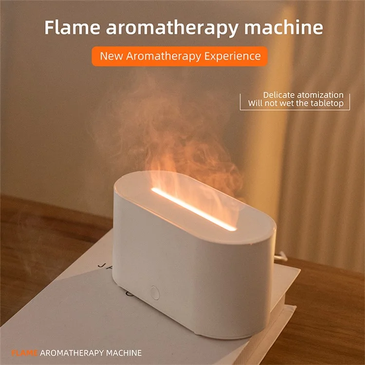 Humidificador de Aroma de Llama HY02 Mini con Luz de Respiración Multicolor - Blanco