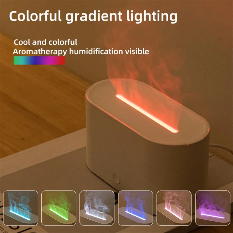 HY02 Flame Aroma Diffuser Mini Humidifier with Colorful Breathing Light - Black