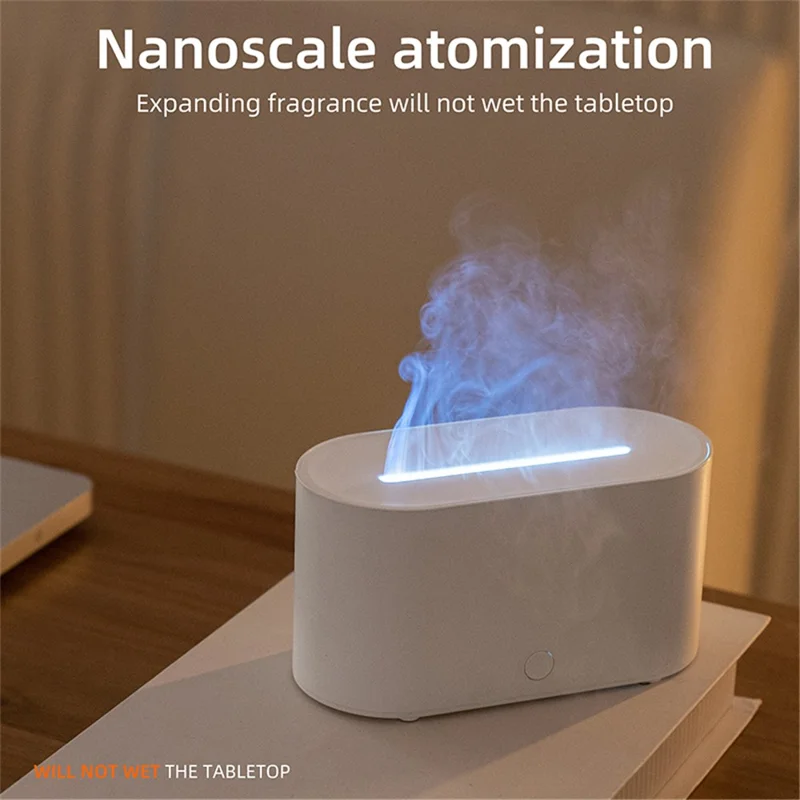 HY02 Flame Aroma Diffuser Mini Humidifier with Colorful Breathing Light - Black