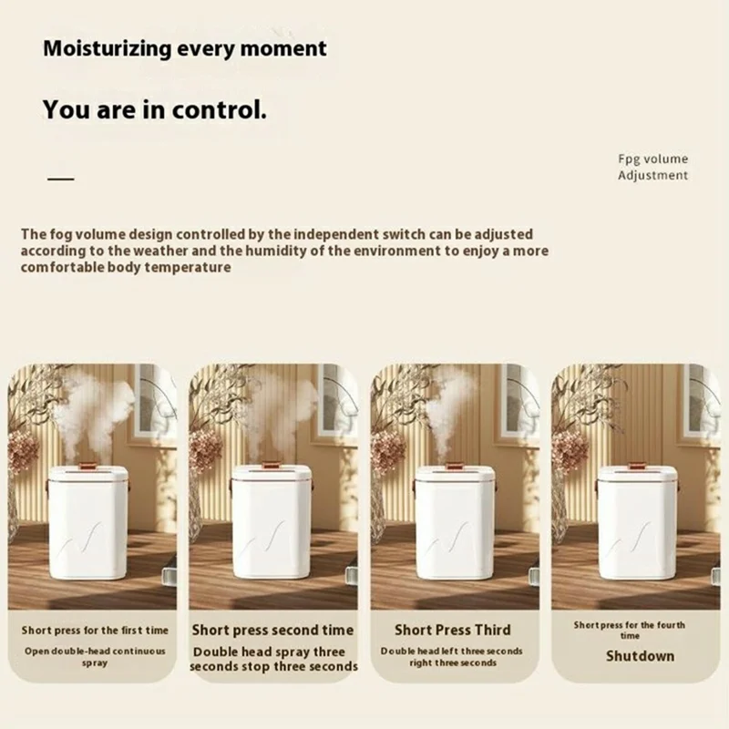 Humidifier Double Spray 1.8L Mist Maker Fogger LED Night Light 32dB Quiet - White / UK Plug