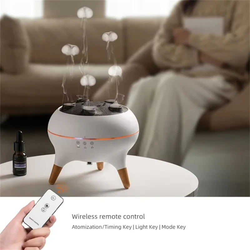 Jellyfish Design Dynamic RC Humidifier Multi-Spray Aroma Diffuser with Colorful Lights - EU Plug