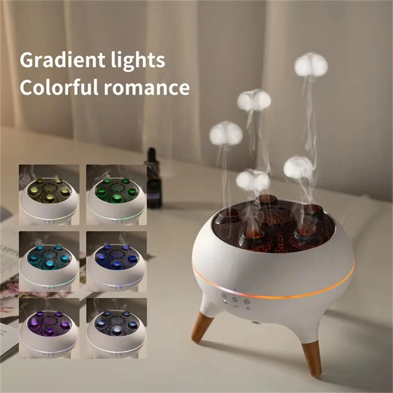Jellyfish Design Dynamic RC Humidifier Multi-Spray Aroma Diffuser with Colorful Lights - EU Plug