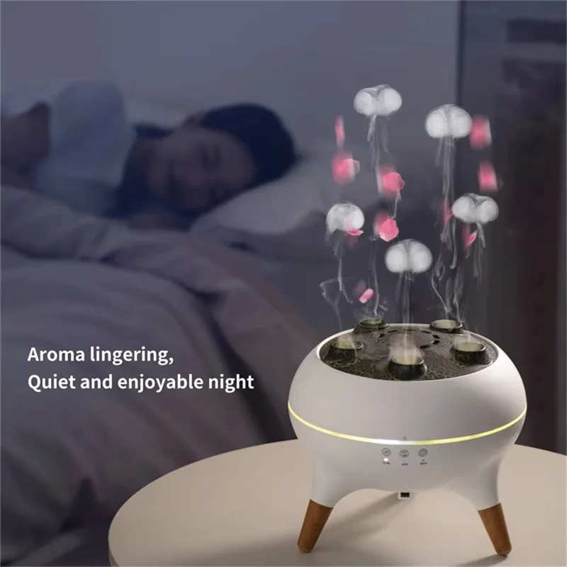 Jellyfish Design Dynamic RC Humidifier Multi-Spray Aroma Diffuser with Colorful Lights - EU Plug