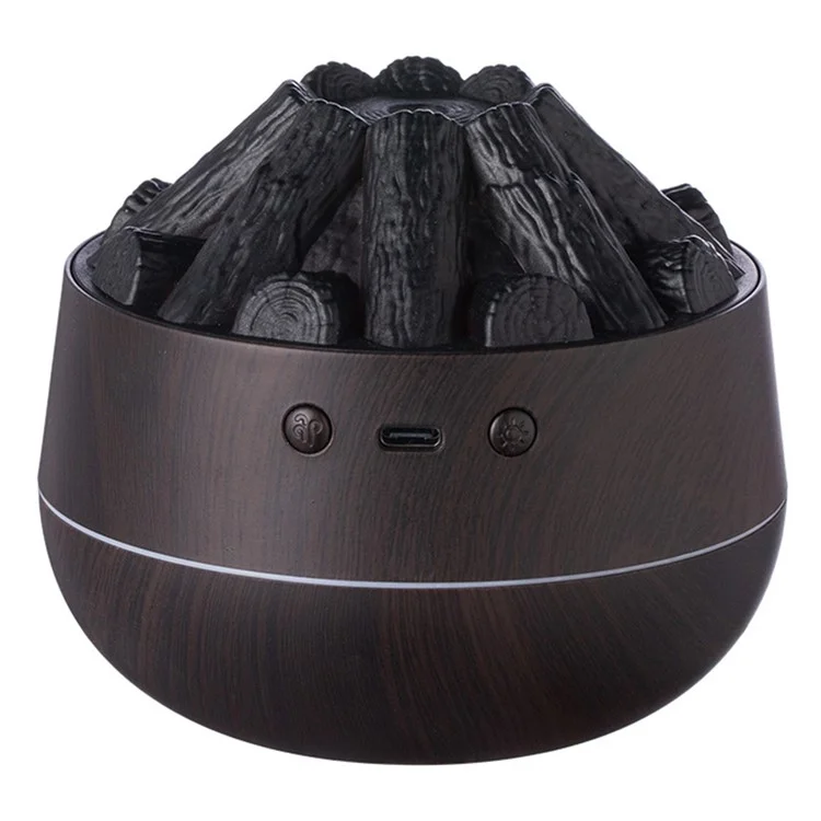 300ML Charcoal-Style Portable Desktop Humidifier for Home and Office - Dark Wood Texture