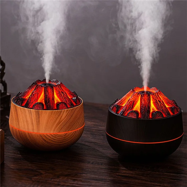 300ML Charcoal-Style Portable Desktop Humidifier for Home and Office - Dark Wood Texture