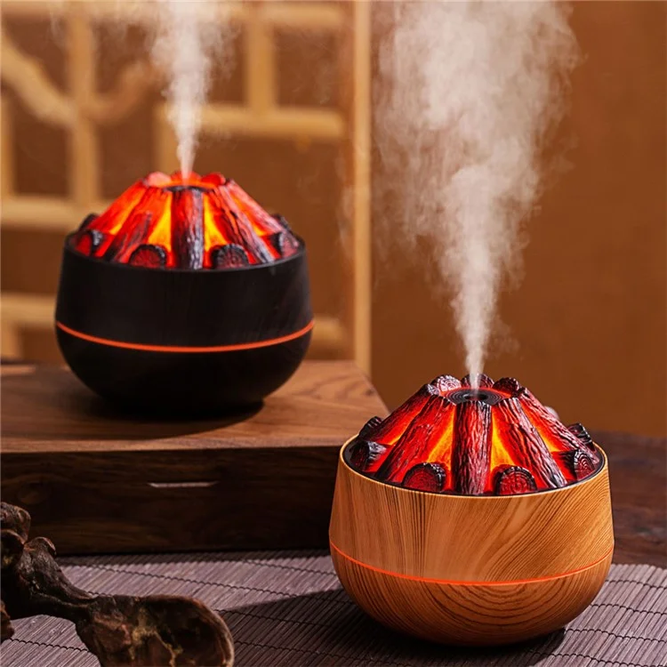 300ML Charcoal-Style Portable Desktop Humidifier for Home and Office - Dark Wood Texture