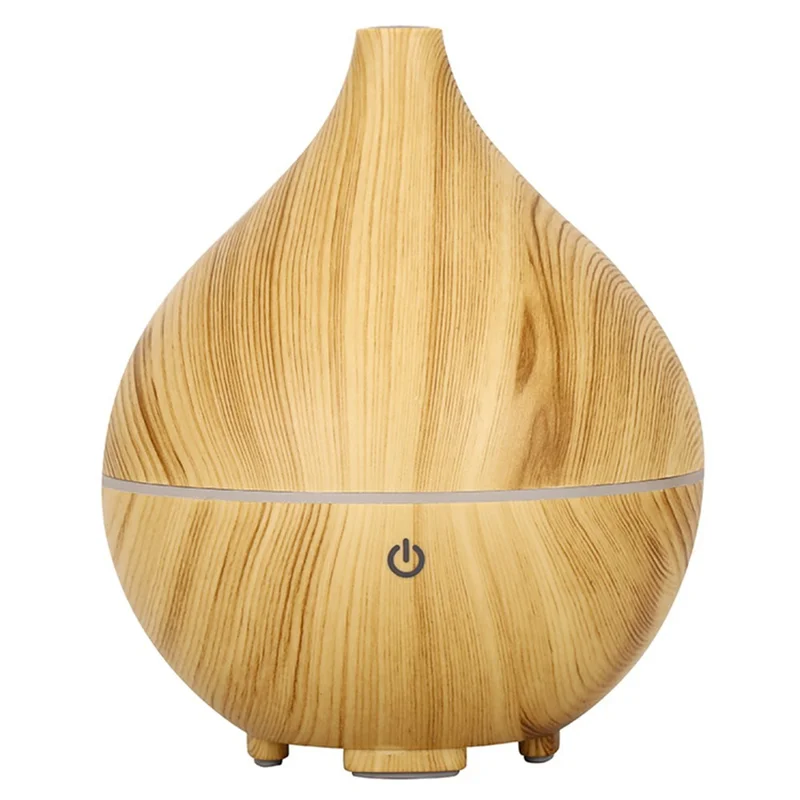 Desktop Humidifier Automatic Power Off 160ML Wood Grain Diffuser with Ambient Night Light - Style A-Brown / UK Plug