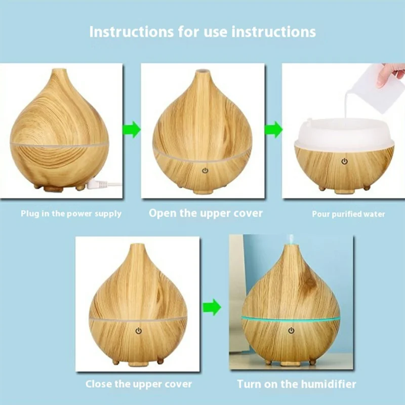 Desktop Humidifier Automatic Power Off 160ML Wood Grain Diffuser with Ambient Night Light - Style A-Brown / UK Plug