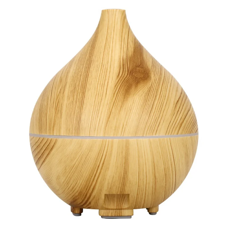 Desktop Humidifier Automatic Power Off 160ML Wood Grain Diffuser with Ambient Night Light - Style A-Brown / UK Plug