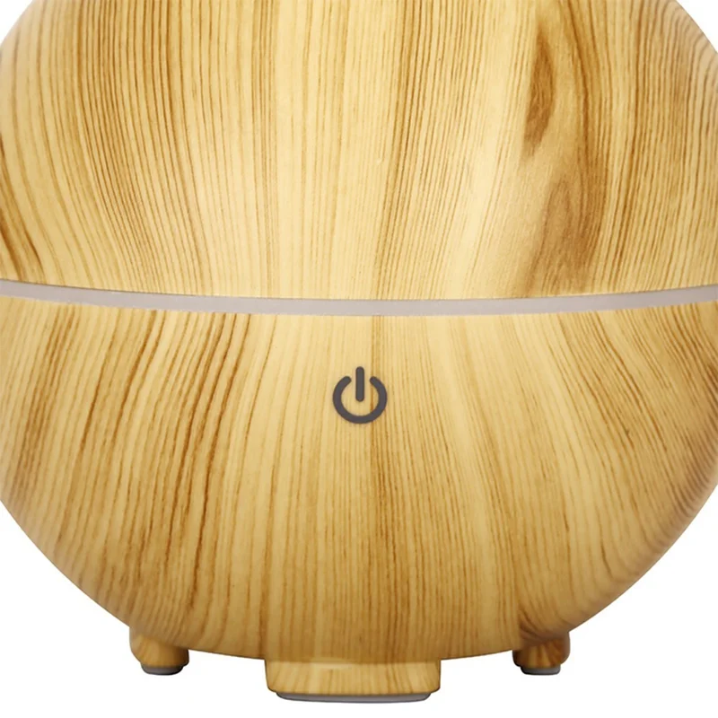 Desktop Humidifier Automatic Power Off 160ML Wood Grain Diffuser with Ambient Night Light - Style A-Brown / UK Plug