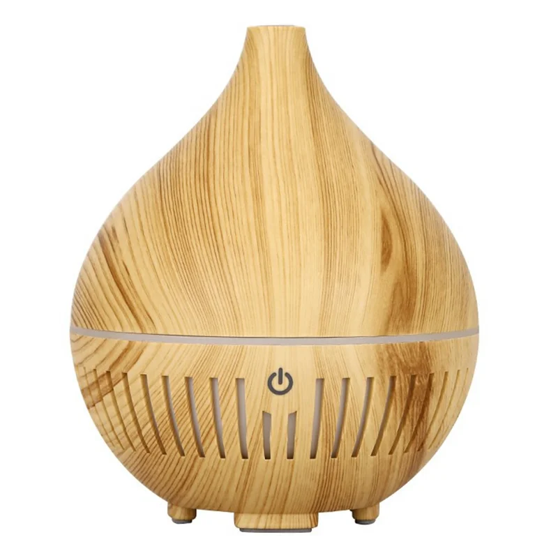 Desktop Humidifier Automatic Power Off 160ML Wood Grain Diffuser with Ambient Night Light - Style B-Brown / UK Plug