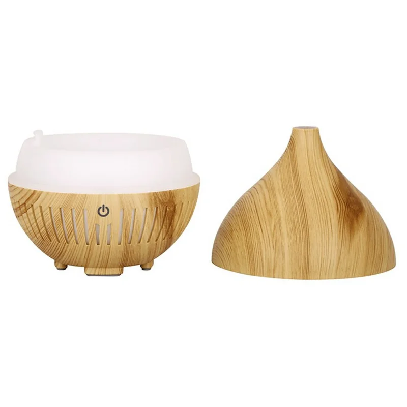 Desktop Humidifier Automatic Power Off 160ML Wood Grain Diffuser with Ambient Night Light - Style B-Brown / UK Plug