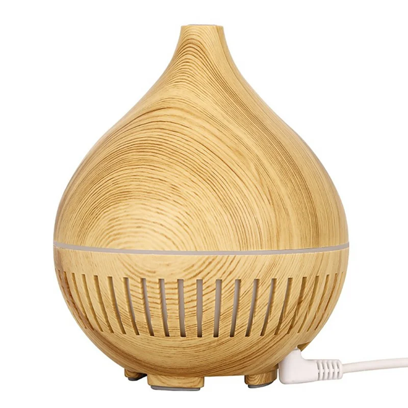 Desktop Humidifier Automatic Power Off 160ML Wood Grain Diffuser with Ambient Night Light - Style B-Brown / UK Plug