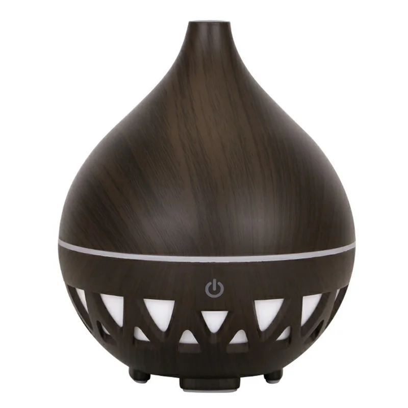 Desktop Humidifier Automatic Power Off 160ML Wood Grain Diffuser with Ambient Night Light - Style C-Black / EU Plug