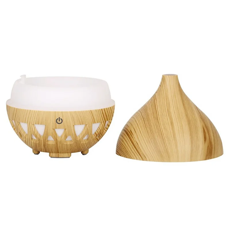 Desktop Humidifier Automatic Power Off 160ML Wood Grain Diffuser with Ambient Night Light - Style C-Black / EU Plug