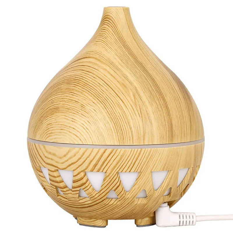 Desktop Humidifier Automatic Power Off 160ML Wood Grain Diffuser with Ambient Night Light - Style C-Black / EU Plug