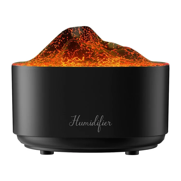 Simulated Volcano Nano Mist Humidifier 1500ml Water Tank Aroma Diffuser with Atmosphere Light - Black